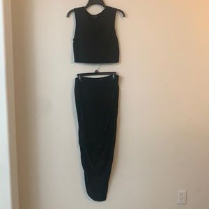 Two Piece Crop Top and Slit Skirt